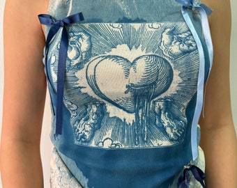 Heart Cyanotype Top