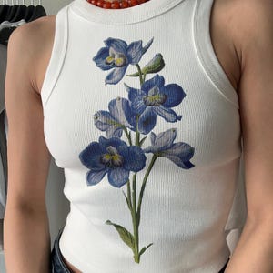 Floral Print Crop Top: Handmade Cotton Blend DTG Printed Tank