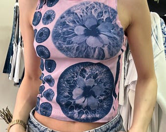 Iris Cyanotype Crop Top - pink