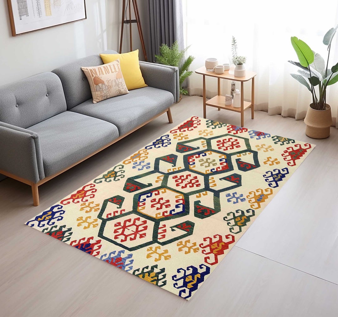 Vintage Style Turkish Rug, Geometric Pattern, Bohemian Decor - Etsy