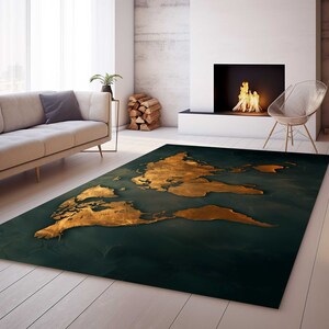 Kids Room Rug with Brown World Map, Kids Rug with Map, Kids Room Map Rug, Office Decor Rug, Kitchen Decor Rug, Living Room Carpet, Gift Rugs