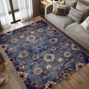Oushak Pattern Rug, Floral Rug, Bedroom Area Rug, Retro Rug, Vintage Style Rug, Floor Rug, Turkish Design Rug, Print Rug, Non Slip Rug