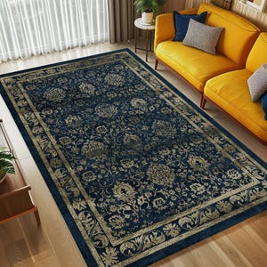 Oushak Pattern Rug, Floral Rug, Bedroom Area Rug, Retro Rug, Vintage Style Rug, Floor Rug, Turkish Design Rug, Print Rug, Non Slip Rug