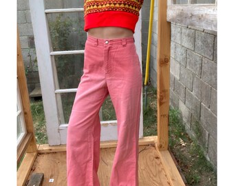 RARE Vintage 70s sun faded pink High Waist Flare Bell Bottoms by Ditto