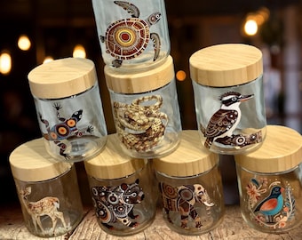 Airtight Glass & Bamboo Storage Jar: Scandinavian Animal Decor