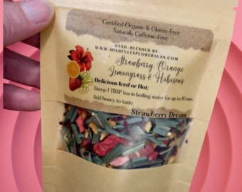 Organic Hibiscus Tea Blends: Florida Sunrise, Strawberry Dream