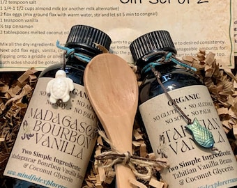 Vanilla Extract Gift Set Organic Madagascan and Tahitian Vanilla