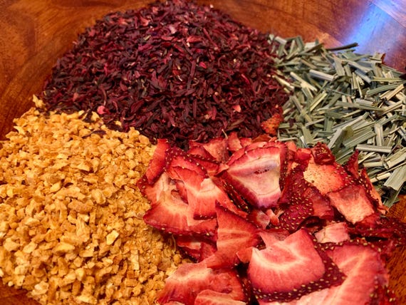 Organic Hibiscus Tea Blends: Florida Sunrise, Strawberry Dream