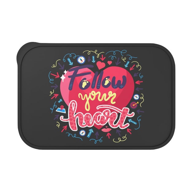 Follow Your Heart Motivational Quote PLA Bento Box with Band and Utensils