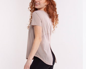 Mesh Back Ballet Tee - Tea Pink