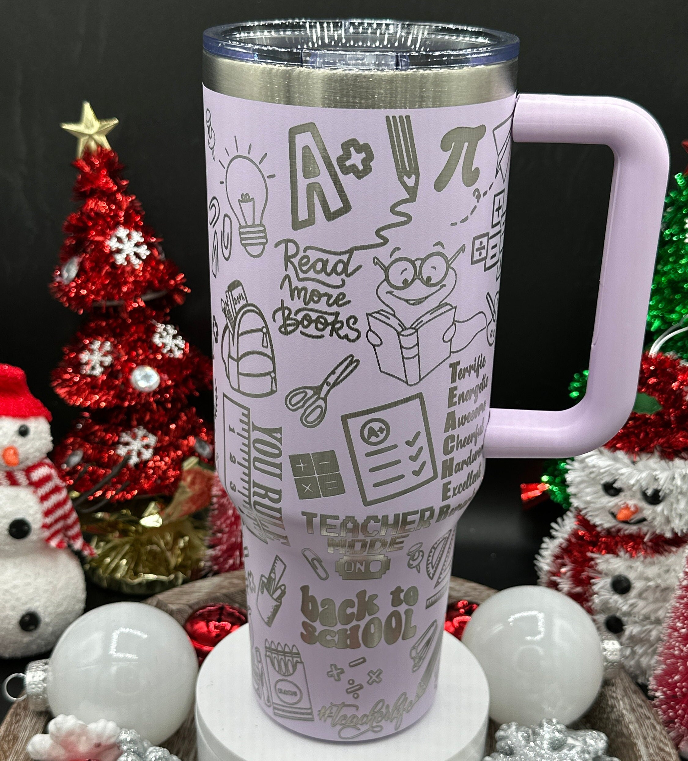 Teacher Appreciation 40oz Laser Engraved Personalized Tumbler - Custom Gift for Educators - Various Colors