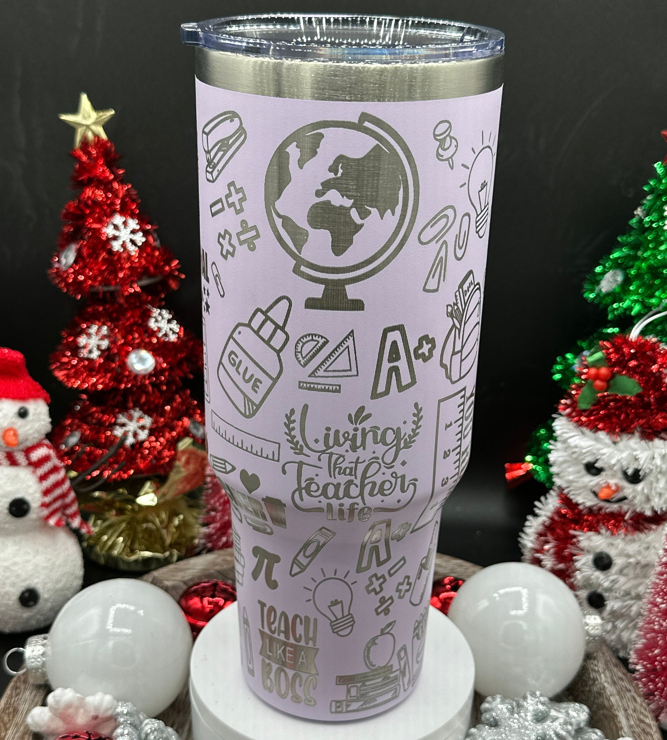 Teacher Appreciation 40oz Laser Engraved Personalized Tumbler - Custom Gift for Educators - Various Colors