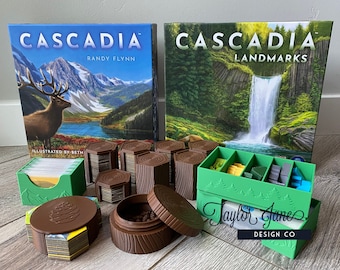 Cascadia and Landmarks Expansion Compatible Board Game Insert and Upgrades