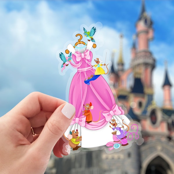 Cinderella, Pink Dress, Disney, Sticker, Decal