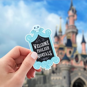 Mansión Encantada, Mortales Tontos, Disney, Signo de Bienvenida, Pegatina, Calcomanía