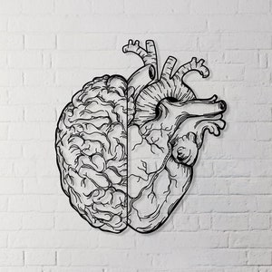 Heart and Brain Metal Wall Art, Surgery Brain Wall Decor, Modern Living Room Wall Art, Unique Design Home Decor,Bedroom Decor,Best Home Gift
