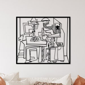Metal Wall Art drie muzikanten door Pablo Picasso, kubisme muurkunst, piano muur decor, jazzmuziek kunst aan de muur, decor muziekstudio, jazzliefhebbers cadeau