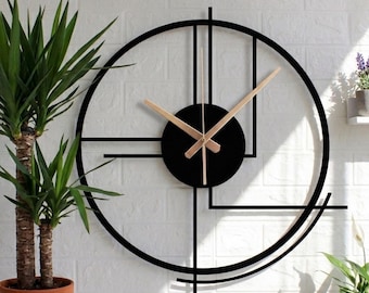Minimalist Large Black Wall Clock, Minimal Design Metal Wall Clock, Modern Silent Oversize Wall Clock,Horloge Murale,Wanduhr,Home Clock Gift