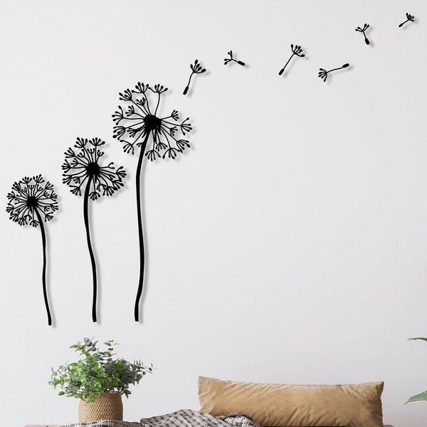 Dandelion Flower Metal Wall Decor, Dandelion Wall Art, Unique Home Decor, Livingroom Nature Decor, Patel Dandelion, Pusteblume Flying Seeds