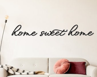 Home Sweet Home Metal Wall Sign, Living Room Wall Decor, Minimalist Above Bed Sign, Modern Boho Home Decor, Cozy Wall Sign,Housewarming Gift