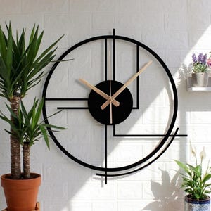 Reloj de pared grande negro minimalista, reloj de pared de metal de diseño minimalista, reloj de pared moderno silencioso de gran tamaño, reloj mural, reloj de pared, regalo para el hogar