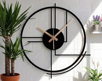 Minimalist Large Black Wall Clock, Minimal Design Metal Wall Clock, Modern Silent Oversize Wall Clock,Horloge Murale,Wanduhr,Home Clock Gift