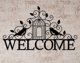 Welcome Home Sign, Metal Word Wall Art, Outdoor House Sign, Entryway Wall Decor, Front Porch Welcome Sign, Farmhouse Decor,Housewarming Gift