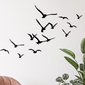 Flock of Birds Metal Wall Art, Steel Birds Wall Decor, Unique Home Decor,Birds Sign,Living Room Wall Art,Beach House Decor,Housewarming Gift Noir