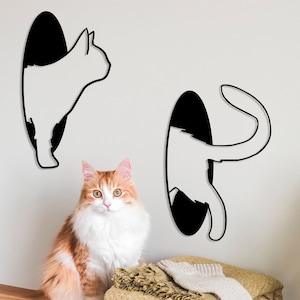 Cat Decors Metal Wall Art, Metal Cat Line Art, Cat Lovers Gift, Cat Metal Sign, Cat Wall Decor, Pet Lover Gift, Animal Decor,Minimal Cat Art