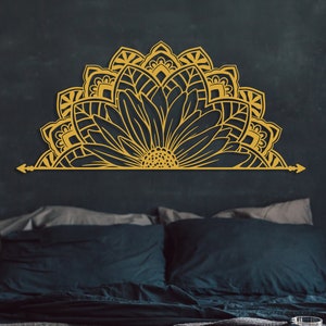 Mandala Metal Wall Art, Sunflower Mandala Decor, Gold Mandala Livingroom Art, Above Bed Decor, Unique Home Decor, Bedroom Wall Art,Home Gift