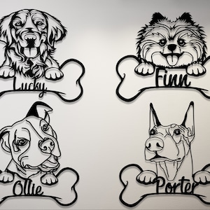 Custom Dog Name Sign, Personalized Metal Dog Name Wall Art, Custom Pet Name Decor, Dog Breed Sign, Dog House Address Sign, Dog Lover Gift