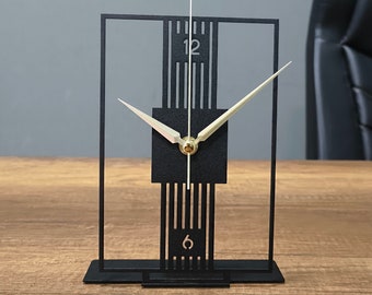 Reloj de mesa de oficina de metal, reloj de metal de estantería, decoración de oficina de negocios, decoración moderna del hogar, reloj sobre el escritorio, reloj de metal único silencioso