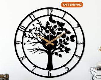 Tree of Life Metal Wall Clock, Unique Home Clock, Tree Wall Clock, Large Silent Wall Clock, Clock for Wall, Modern Clock, Housewarming Gift