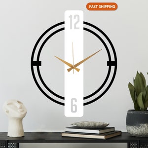 Modern Design Office Wall Clock, Large Metal Wall Clock,Minimalist Silent Clock,Unique Design Clock,Living Room Decor,Line Art Clock,Wanduhr