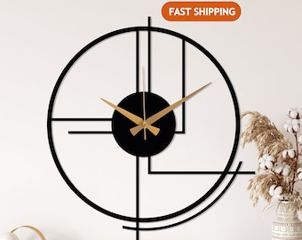 Minimalist Large Black Wall Clock, Minimal Design Metal Wall Clock, Modern Silent Oversize Wall Clock,Horloge Murale,Wanduhr,Home Clock Gift