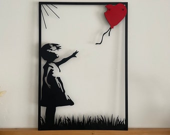 BANKSY Balloon Girl Metal Wall Art, Banksy Girl con palloncino, grande Banksy Graffiti Art, decorazione da parete moderna per soggiorno, decorazioni per la casa