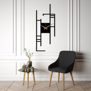 Moderne minimalistische wandklok, rechthoekige stille metalen wandklok kunst, extra grote klok, thuiscadeau, unieke kantoorwandklok, grote wandklokkunst afbeelding 2