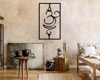 Breathe Sanskrit Symbol Metal Wall Decor, Om Yoga Symbol Wall Art, Yoga Meditation Home Decor, Zen Yoga Studio Decor,Yoga Lover Breathe Gift