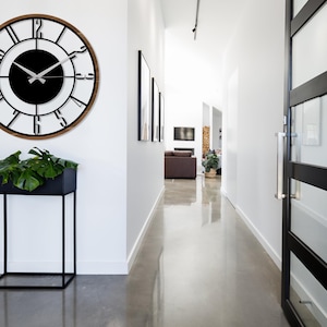 Mid Century Modern Wall Clock, Metal with Wooden Wall Clock, Oversize Silent Clock, Unique Home Clock, Farmhouse Wall Clock,Design Clock Art image 5