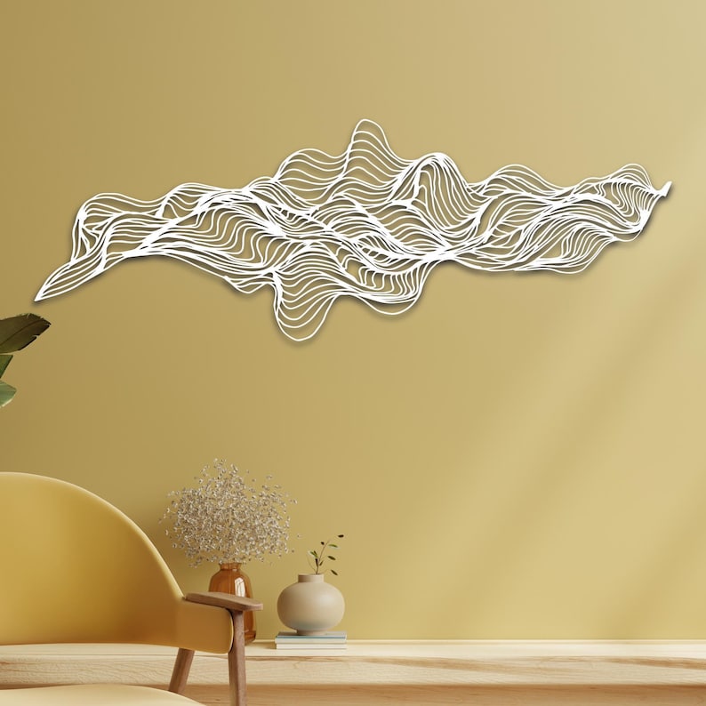 Minimalist Line Metal Wall Art, Living Room Wall Sculpture, Modern ...