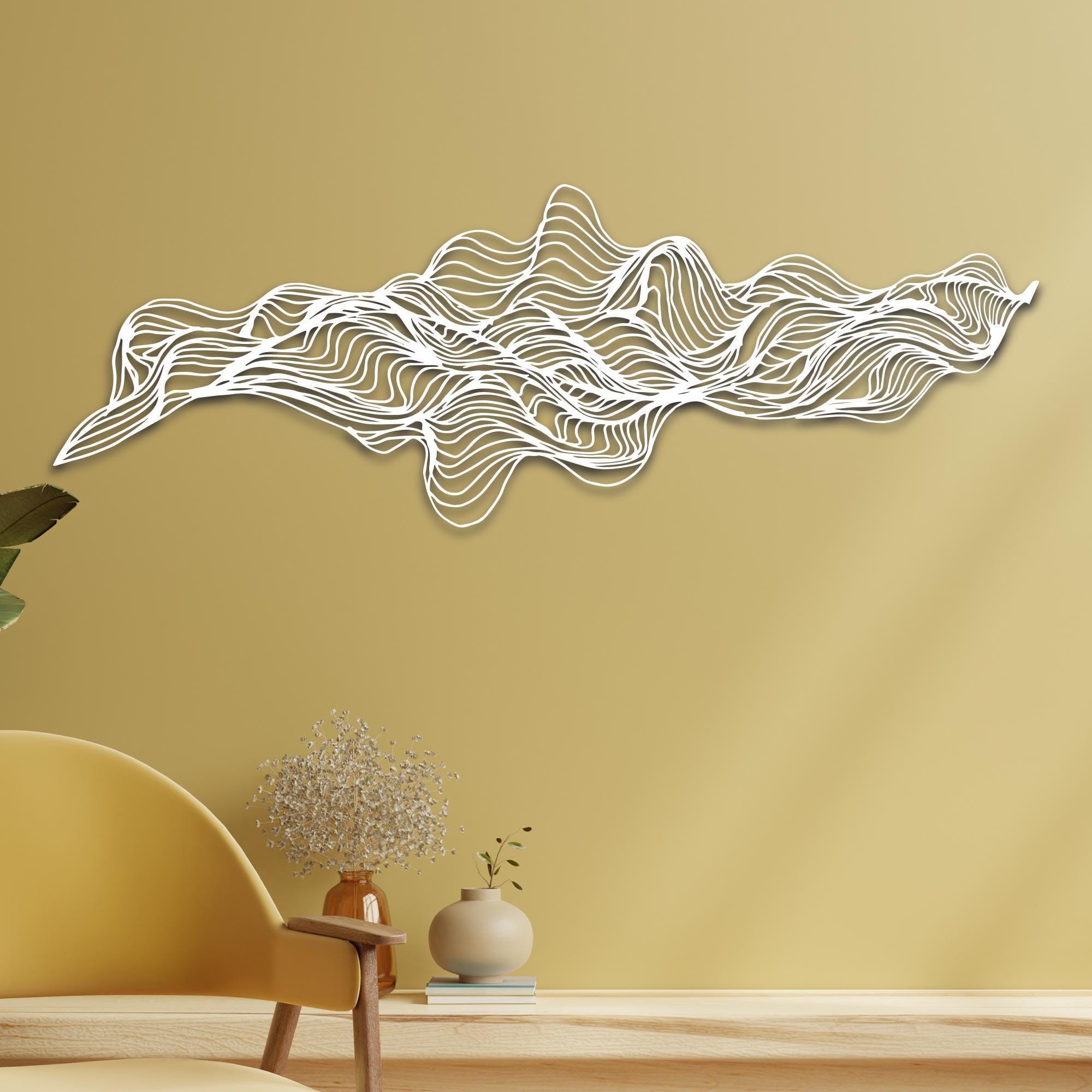 Minimalist Line Metal Wall Art, Living Room Wall Sculpture, Modern ...