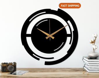 Minimalist Black Metal Wall Clock Art, Abstract Silent Wall Clock,Unique Design Wall Clock,Boho Style Home Decor,Mid-Century Wall Clock Gift