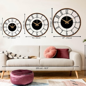 Mid Century Modern Wall Clock, Metal with Wooden Wall Clock, Oversize Silent Clock, Unique Home Clock, Farmhouse Wall Clock,Design Clock Art image 9