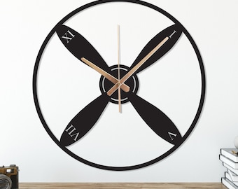 Aviation Propeller Metal Wall Clock, Modern Pilot Gift, Aircraft Clock for Hangar, Pilot Room Wall Decor,Airplane Clock Gift,Propeller Decor