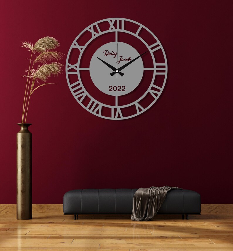 Custom Metal Wall Clock, Family Name Wall Clock, Personalized Big Wall ...