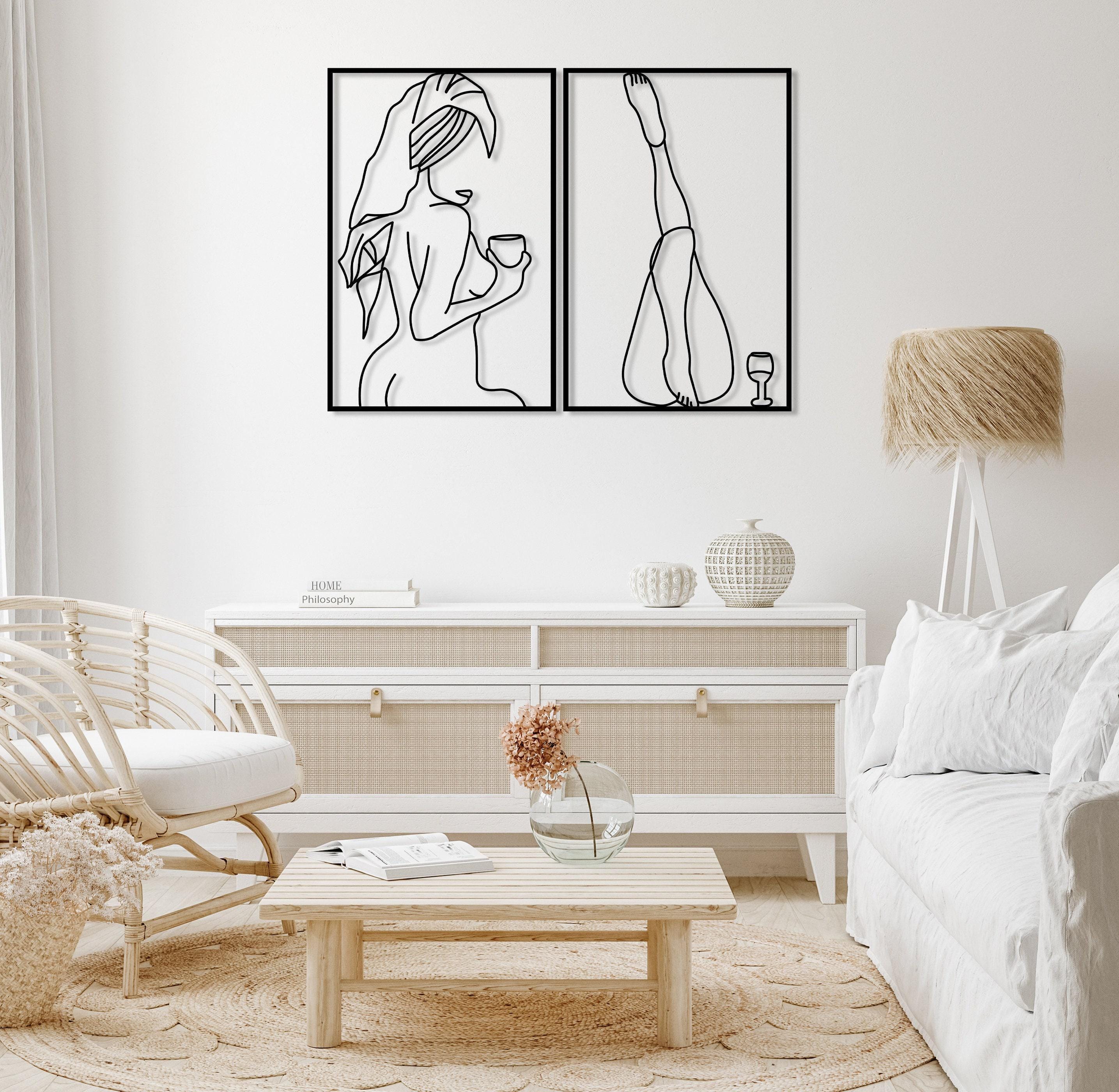 Female Body Nude Metal Wall Art Set of 2, Minimalist Naked Sexy Woman ...