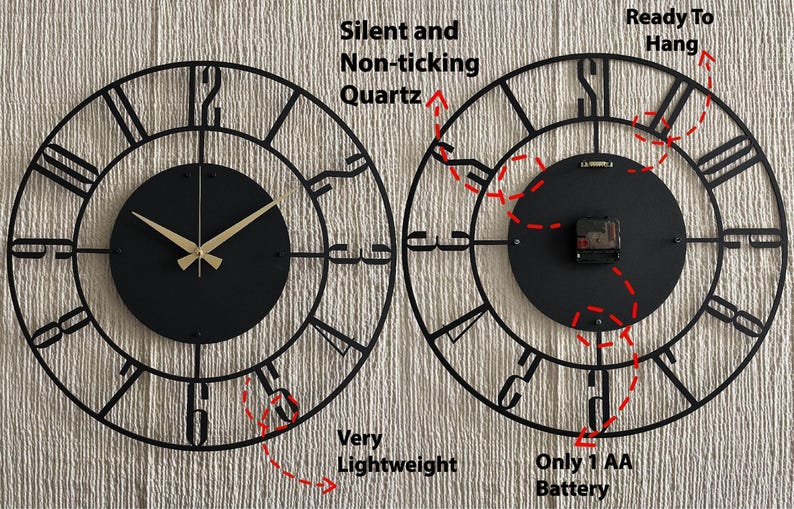 Metal Deer Wall Clock, Deer Head Wall Clock, Farmhouse Wall Clock, Mid-century Oversize Wall Clock, Outdoor Metal Wall Clock, Horloge Murale image 9