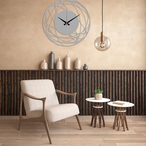 Minimalist Design Large Wall Clock, Modern Unique Wall Clock Art, Abstract Wall Clock, Home Decor Art, Oversize Metal Wall Clock, Wanduhr Silver