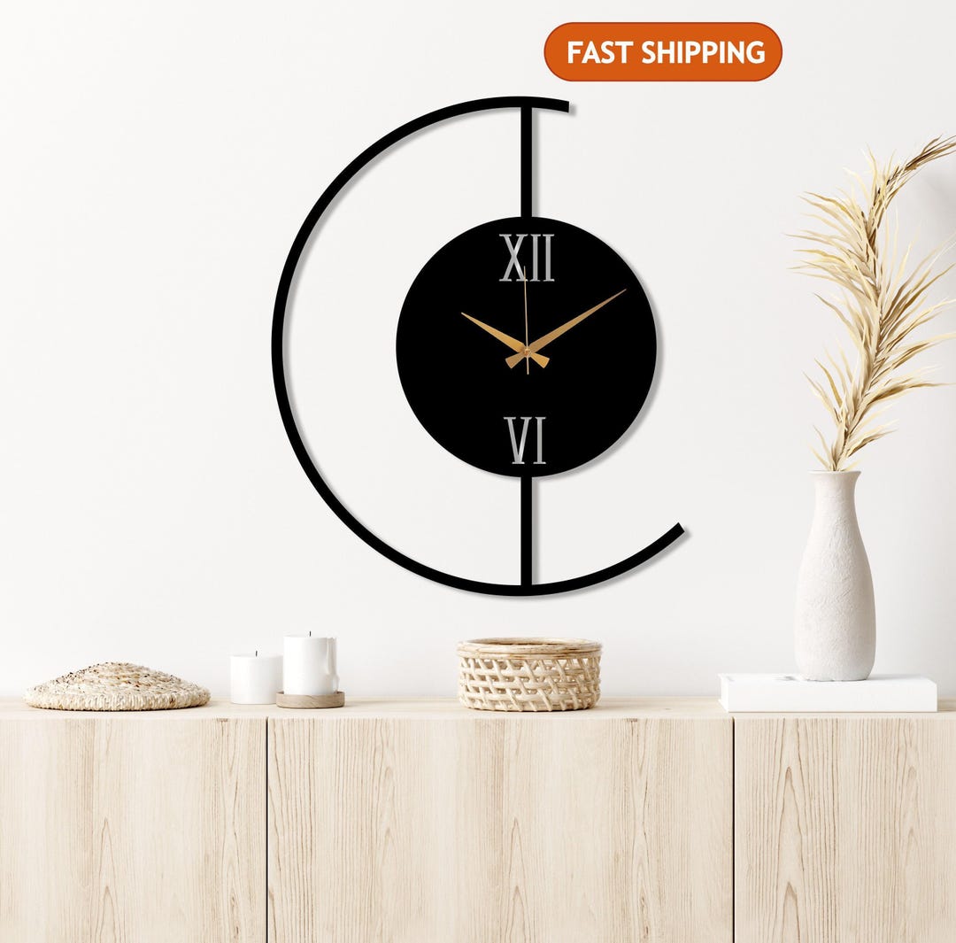 Minimalist Metal Wall Clock, Modern Design Wall Clock Art, Clock for ...