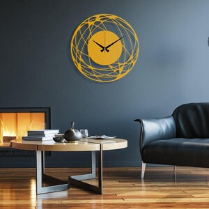 Minimalist Design Large Wall Clock, Modern Unique Wall Clock Art, Abstract Wall Clock, Home Decor Art, Oversize Metal Wall Clock, Wanduhr Gold
